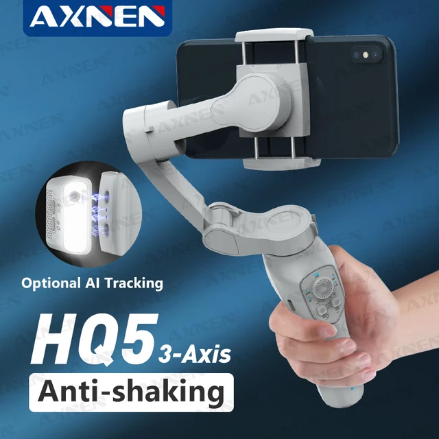AXNEN HQ5 Gimbal 3-Axis Handheld Stabilizer for Cell Phone Anti-shaking Shooting, Optional AI Tracking, for iPhone Android Phone