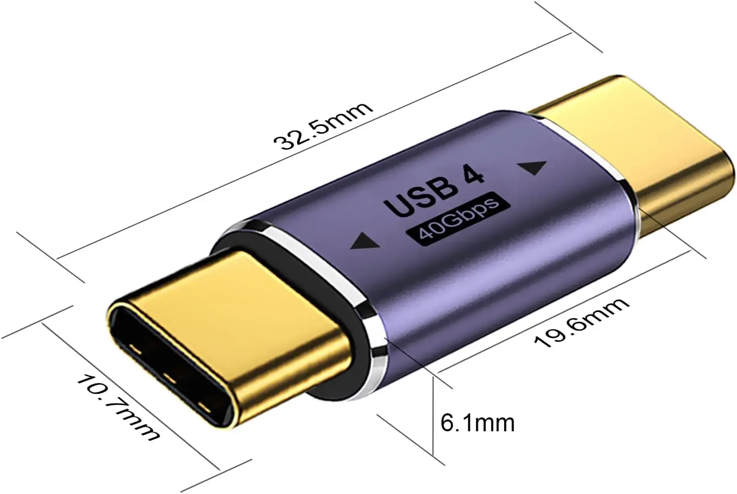 USB C타입 수-수 어댑터, USB C타입 커플러 익스텐더 지지대, 썬더볼트 4/3, 맥북 프로 에어, 노트북용, 40Gbps, 8K @ 60Hz