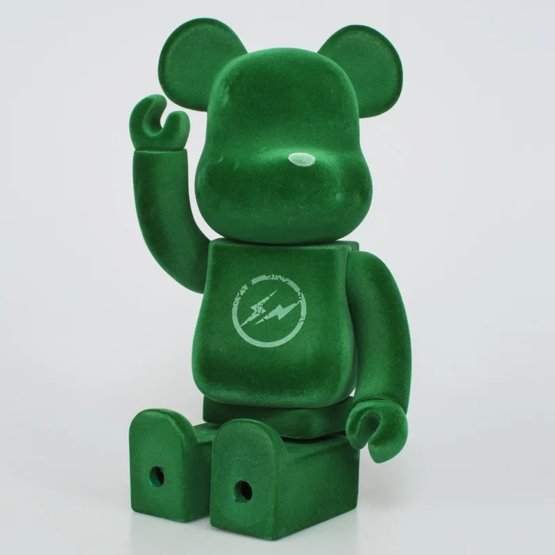 28cm Bearbrick Flocked Green violent bear block bear the