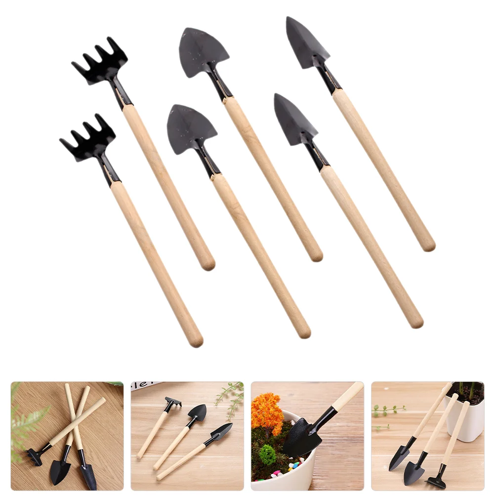 

2 Sets Mini Gardening The Tool Kitss Kitss Household Wooden Handle Mini Garden The Tool Kitss Kitss Planter The Tool Kitss Kits