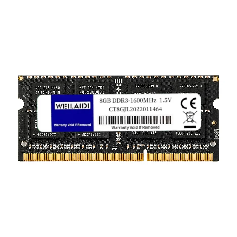 Laptop Memory Module Laptop Ram Memory Notebook Ram Memory Weilaidi DDR3 4GB 8GB Memory Ram Laptop PC3-10600S 12800S 1066MHz 1333MHz 1600MHz Memoria Dimm 204Pins 1.5V Notebook Unbuffered