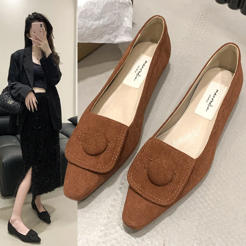 2024 Fashion Flock Women Shoes Pointed Toe Flats Shallow Mary Jane New Casual Female Footwear Spring Elegant Ladies Flats Shoes