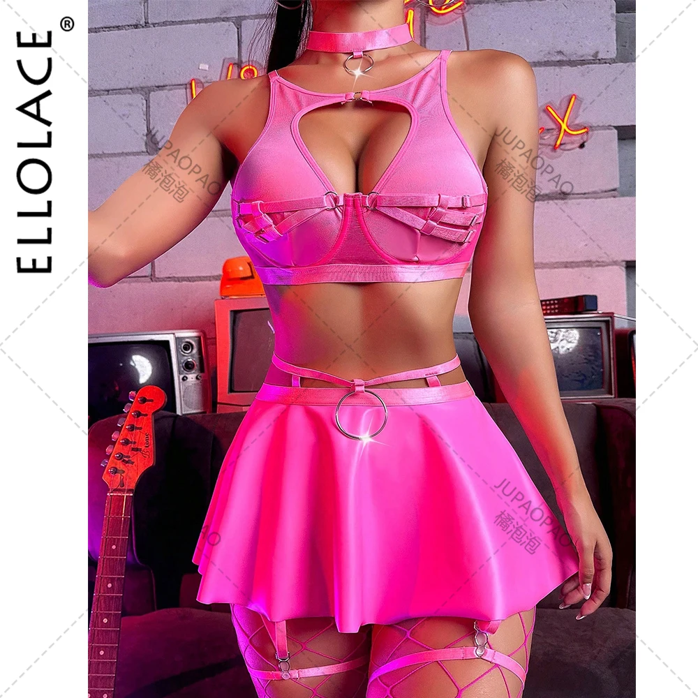 

Sexy Lingerie Outfit Nightclub Underwear Garter Dress Intimate Cut Out Bra Kit Push Up Fancy Exotic Sets See Through Bra