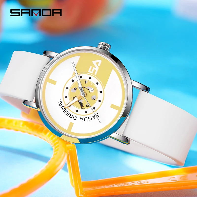 SANDA Brand Fashion Personality Simple Quartz Wristwatches Silicone Strap 50M Waterproof Outdoor Sports Watch Relogio Masculino