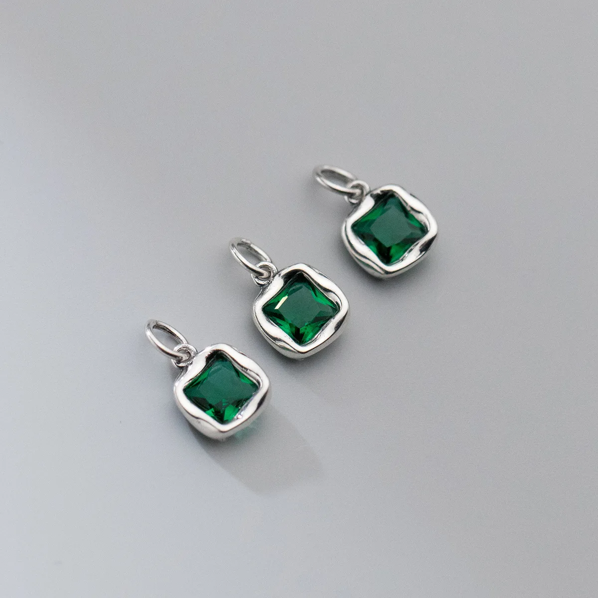 Zircon Square 925 Silver Charms Pendant Necklace Accessries Jewelry DIY silver necklace charms pendant necklace silver necklace silver pendant