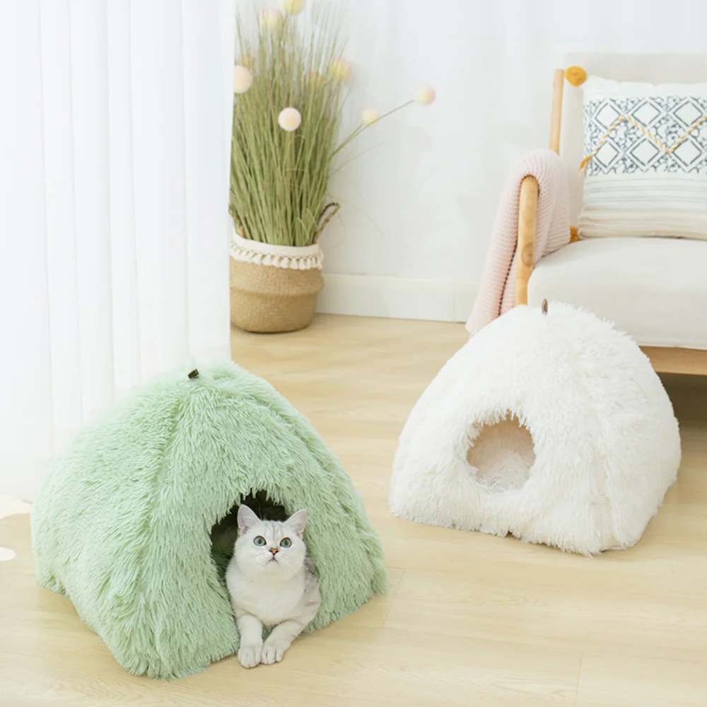 

Warm Plush Cat Bed Soft Cat Snooze House Small Dog Cushion Pet Sofa Lounger Kennel Kitten Basket Pet Mat House Beds For Cats