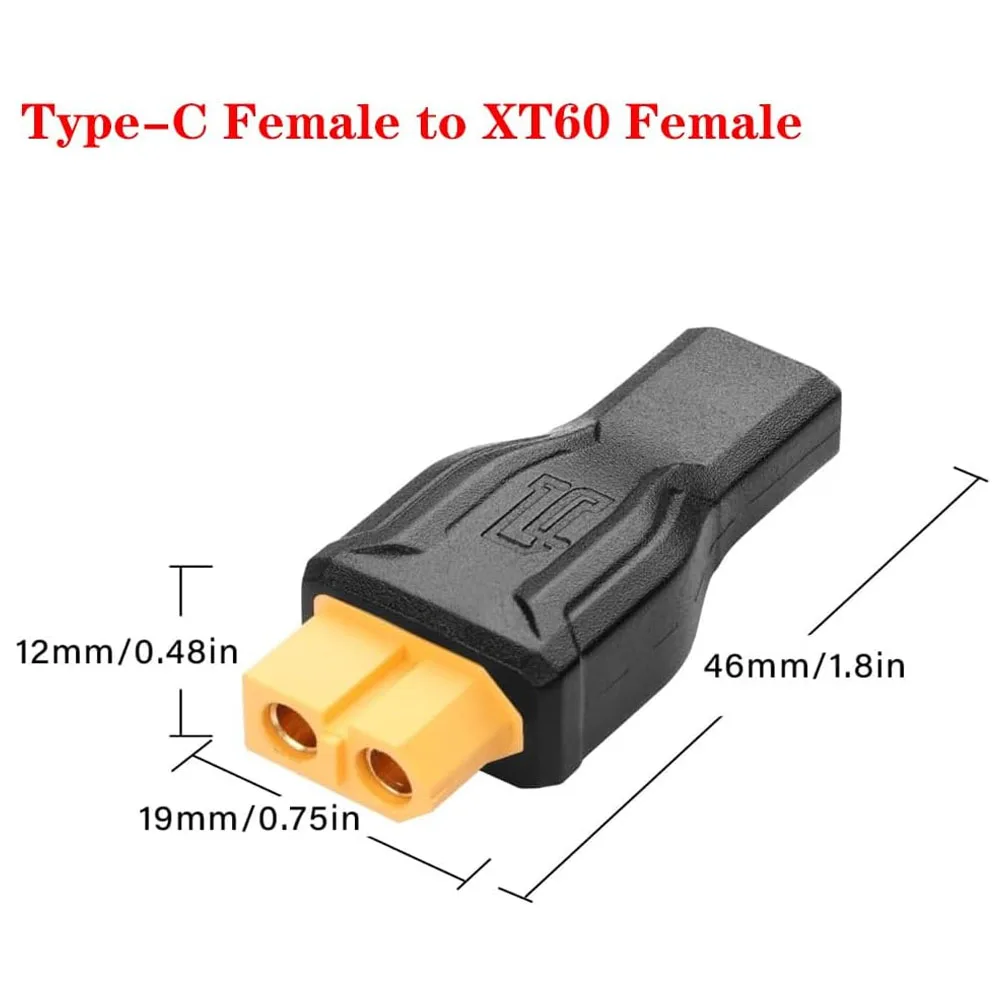 Câble adaptateur Type-C vers XT60 pour drone FPV RC, vue détaillée du connecteur XT60.