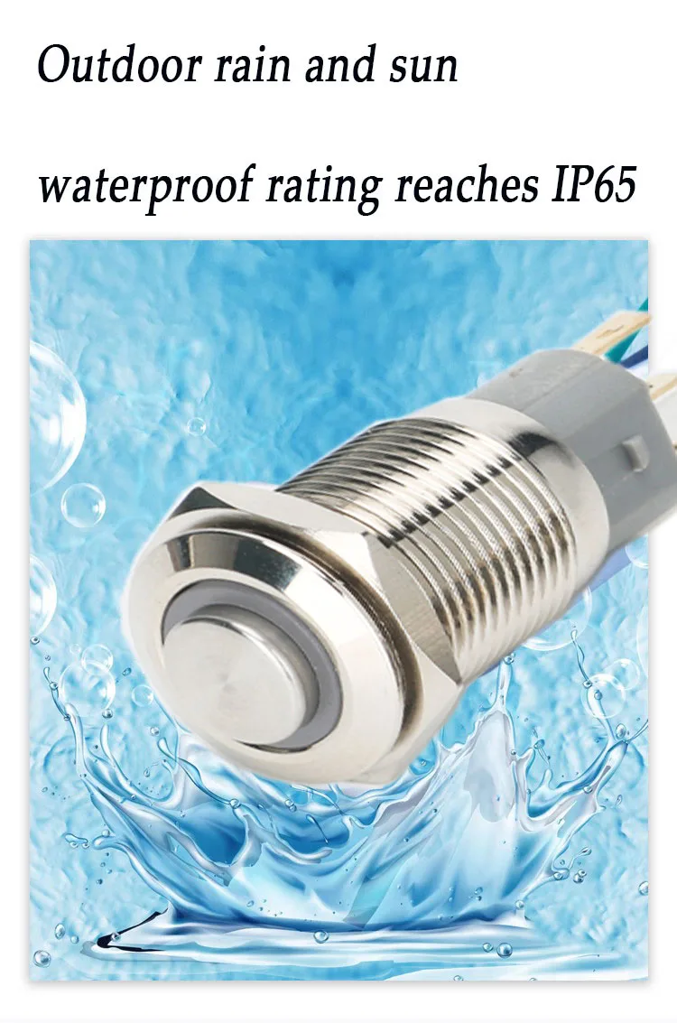 Description Picture 3 of item16MM 10Pcs Metal Button Switch LED Light Waterproof Momentary Self-Locking Car Engine Power Supply 3-6V12-24V Red Blue Yellow