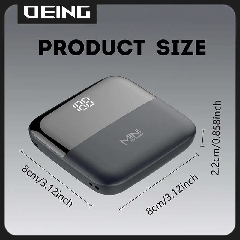 20000mAh Mini Powerbank Large Capacity Portable Power Bank 22.5W Fast Charger Dual USB Digital Display Slim Phone Spare Battery 5