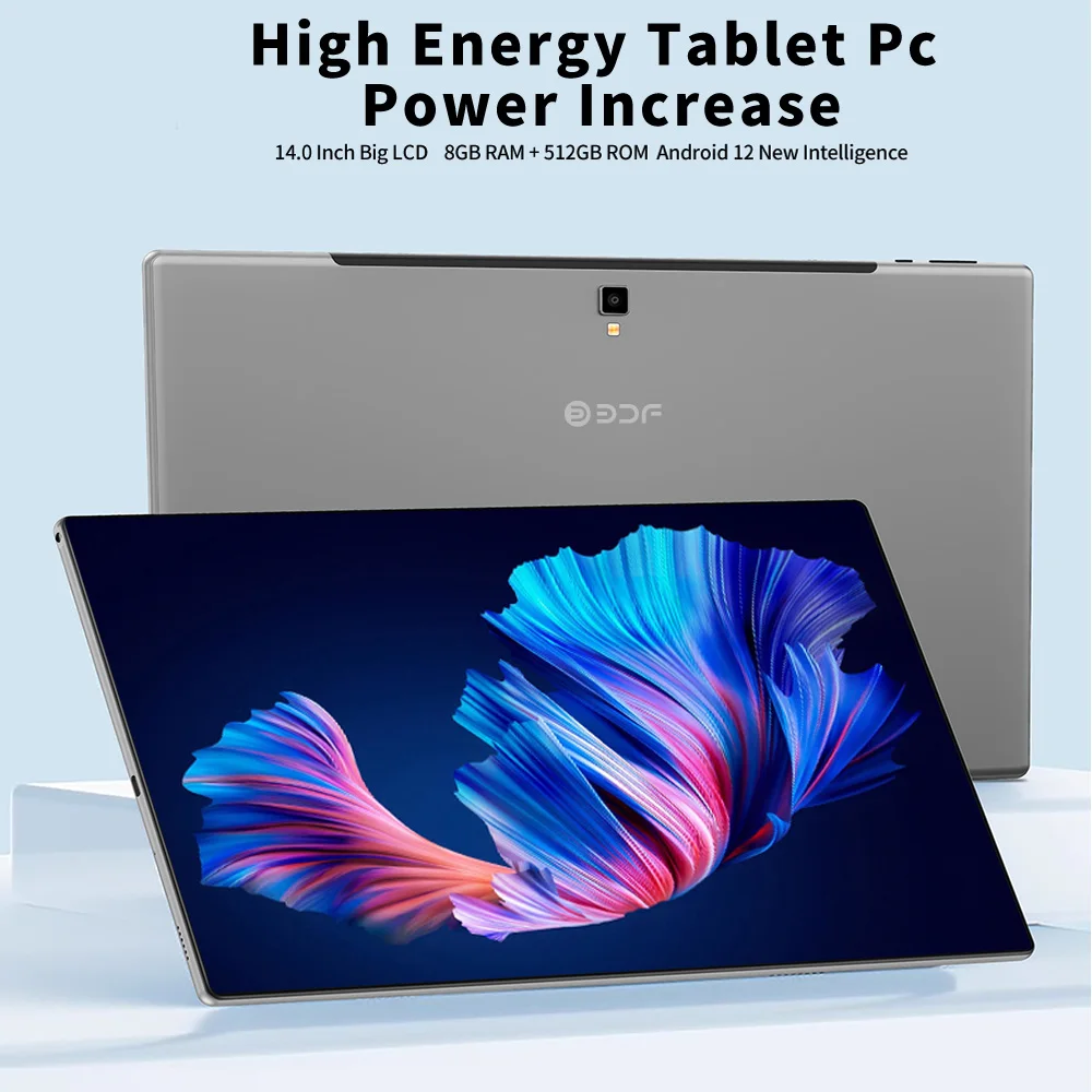 BDF 14 Inch Tablet Android12, 8GB RAM 512GB ROM, Phone Sim Card 3G 4G Lte,1TB Expand,1920x1200, 2K Screen 10000MAH Battery, WiFi 6