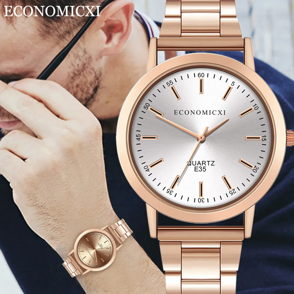 

Модные мужские кварцевые аналоговые водонепроницаемые наручные часы из нержавеющей стали, компактные Модные женские наручные часы, мужские часы