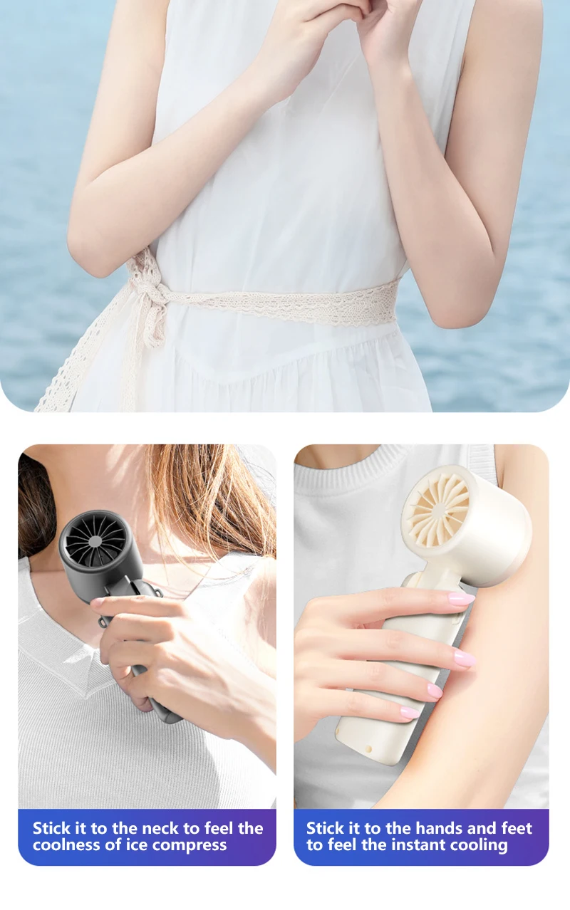 Description Picture 3 of itemIconic Brand Ice Compress Handheld Fan Portable Outdoor Usb Digital Display Folding Refrigeration High Speed Violent Turbine Small Fan