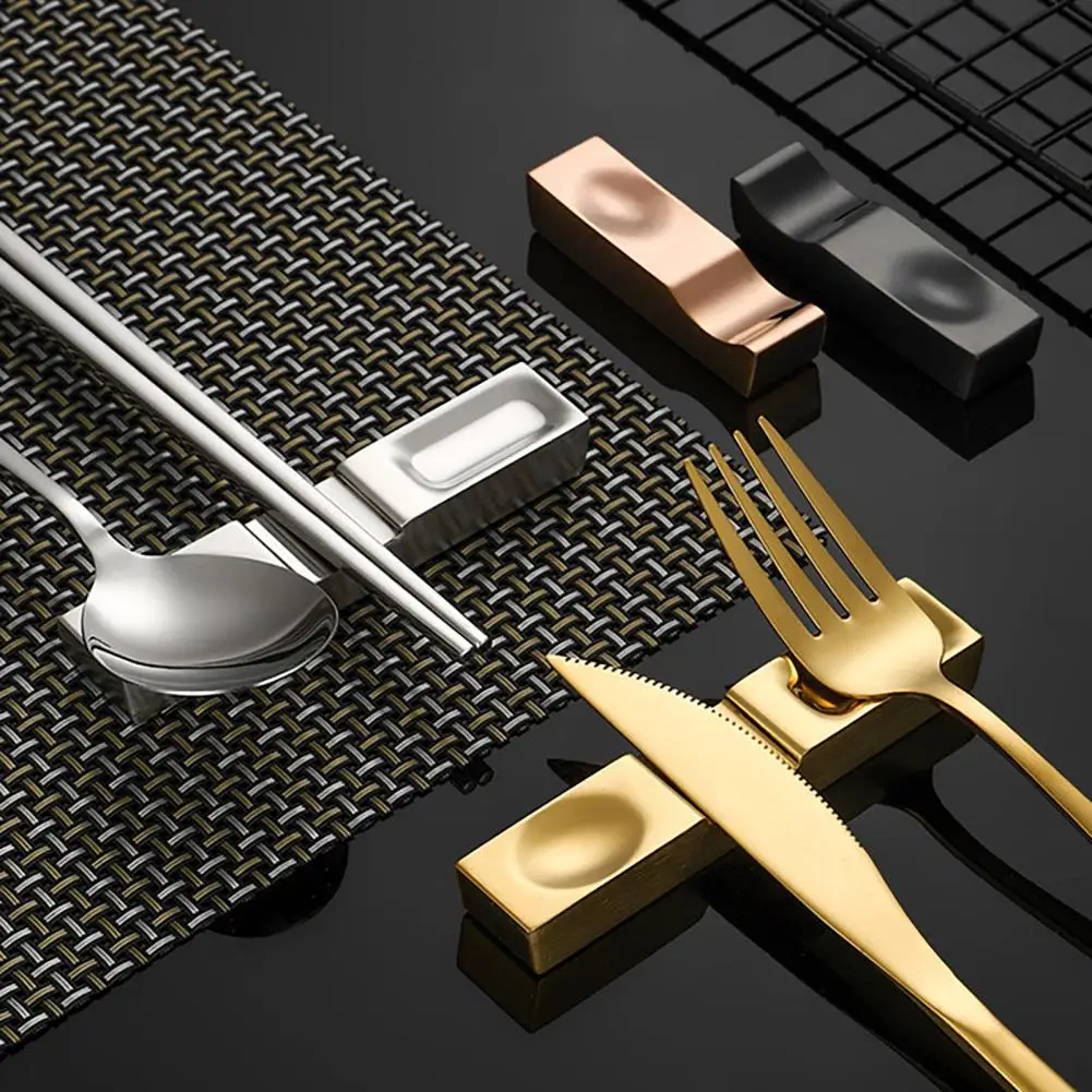 Chopstick Rest Groove Mirror Polished Fork Holder Cutlery Rest Stainless Steel Chinese Style Dinner Spoon Stand 3