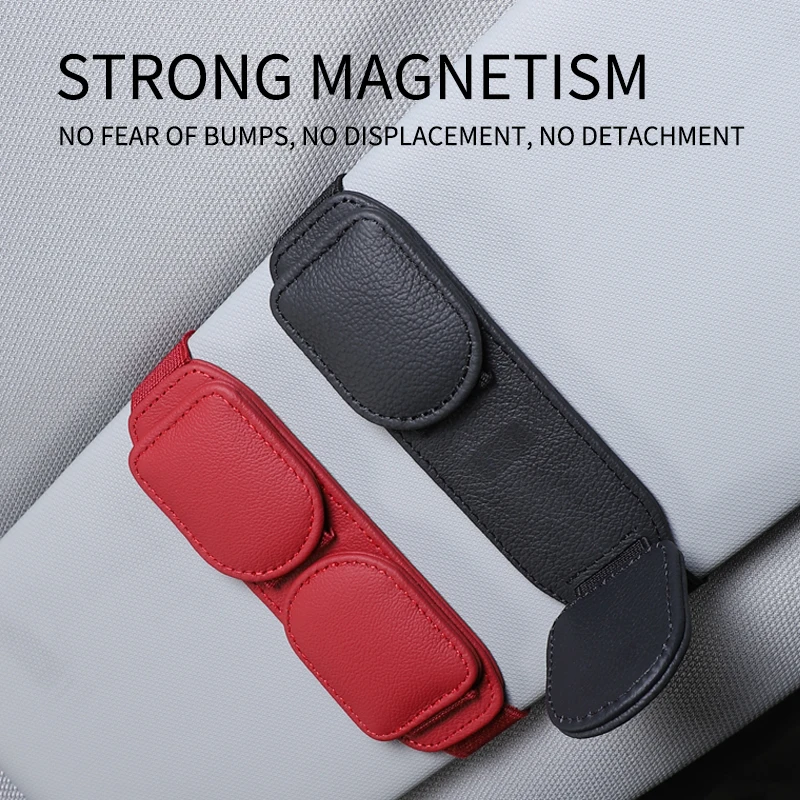 Car Sunglasses Frame, Magnetic Leather Glasses Clip, Sun Visor, Dual Card Clip, Sunglasses Frame, and Car Ticket Clip