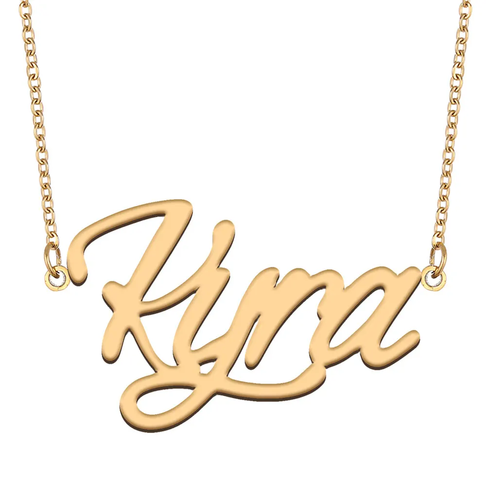 

Kyra Name Necklace for Women Stainless Steel Jewelry Gold Color Nameplate Pendant Collares Para Mujer Letters Choker