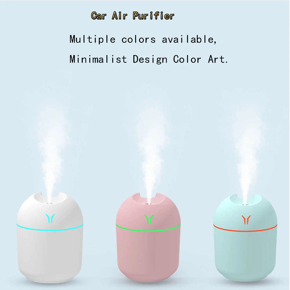 Mini Car Air Humidifier USB Air Purifier Freshener LED Lamp Aromatherapy Diffuser Mist Maker for Home Auto Mini Car Humidifiers air humidifier air freshener air purifier