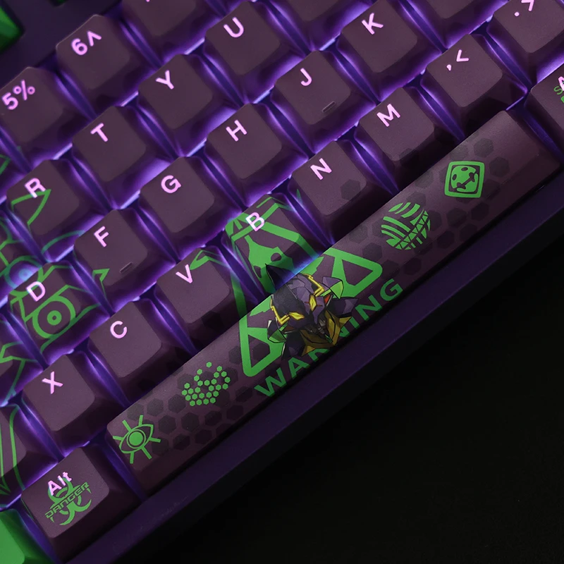 Conjunto Pbt Tintura Subbed Keycaps Dois Dimensional dos Desenhos Animados Anime Gaming Key Caps Oem Perfil Backlit Keycap para Eva 01 1 - Imagem 4