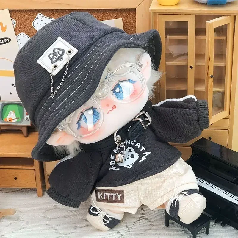 20cm No Attribute Demon Cat Kawaii Cool Handsome Boy Hoodie Hat Costume Set Plush Doll Change Clothes Outfit Cosplay Xmas Gift 2