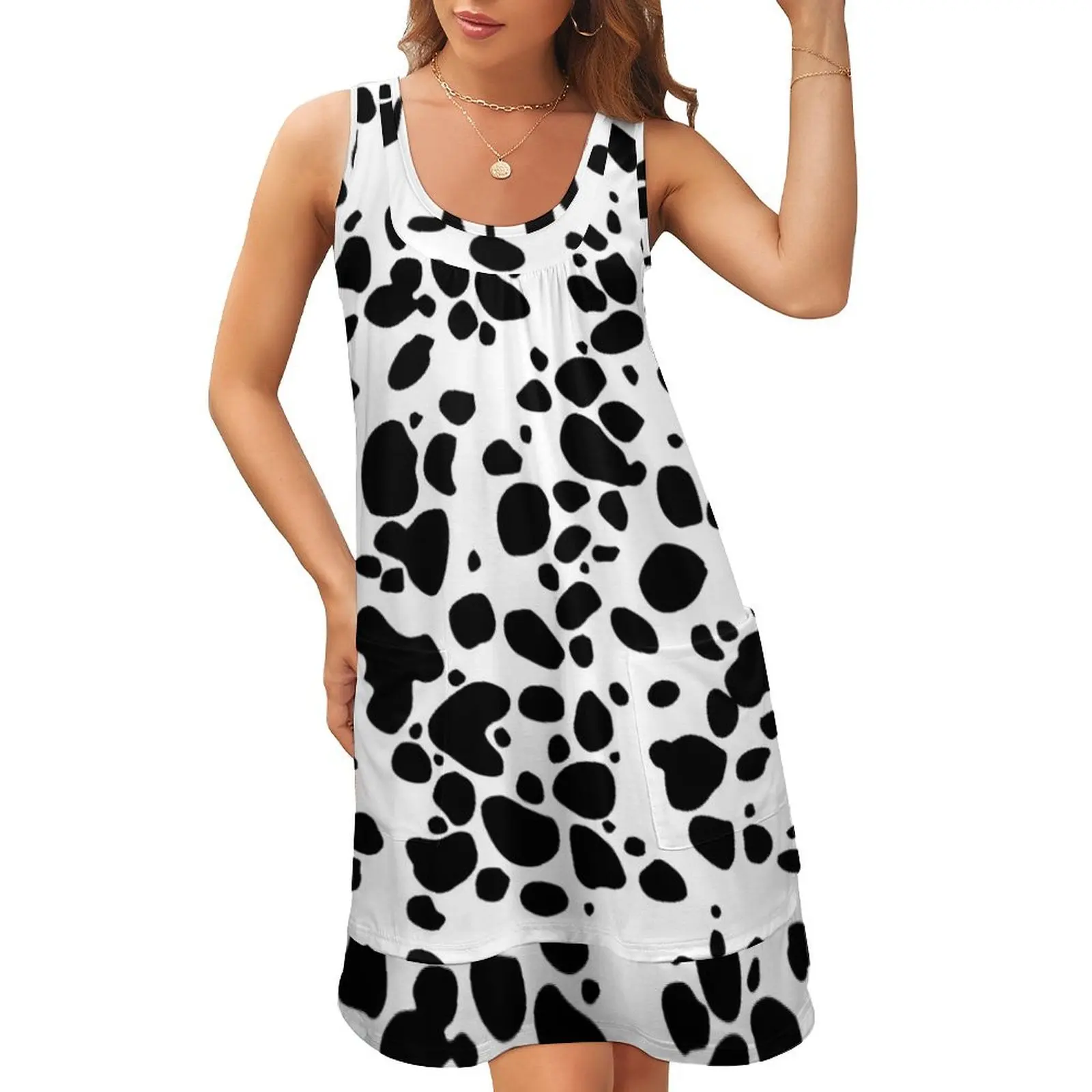 

Dalmatian Sleeveless U-Neck Fake Two Piece Dress evening dress women women's summer clothing 2024 Womens dresses