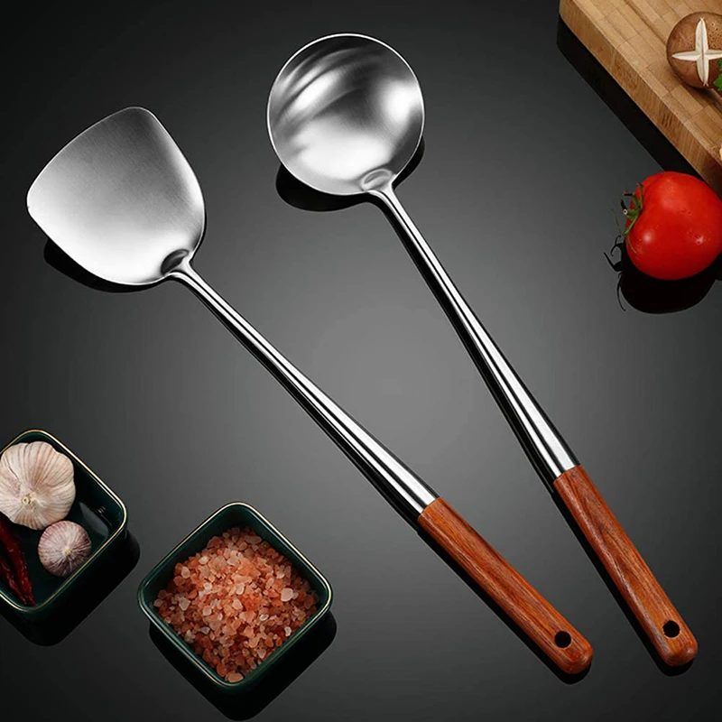 Kitchen Utensils Set Wok Spatula Iron Ladle Tool for Stainless Steel Cooking Equipment