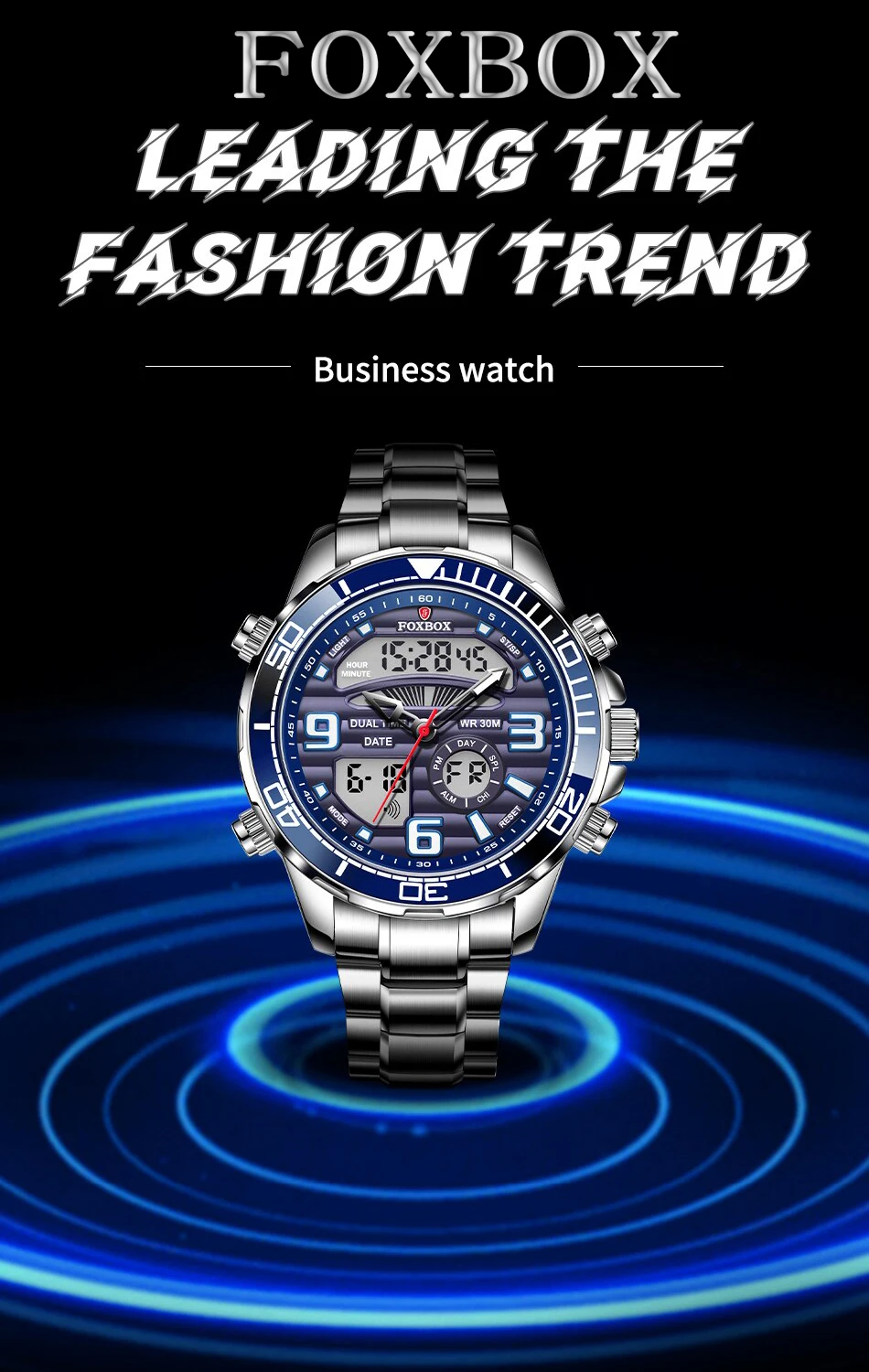 2024 top marke luxus digital herren uhren top luxus sport quarz armbanduhr für männer alle stahl militär wasserdichte uhr + box – Detail 1