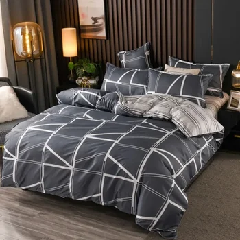 Nuovo set di quattro pezzi in cotone Aloe Vera, confortevole, morbido e delicato sulla pelle, copripiumino in lenzuolo di cotone attivo 1