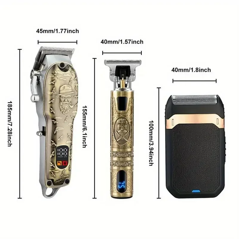 Professional Hair Clipper for Men, 1 Box Nose Hair Trimmer Set,Cordless Beard Trimmer , Rechargeable Clippers Set 2