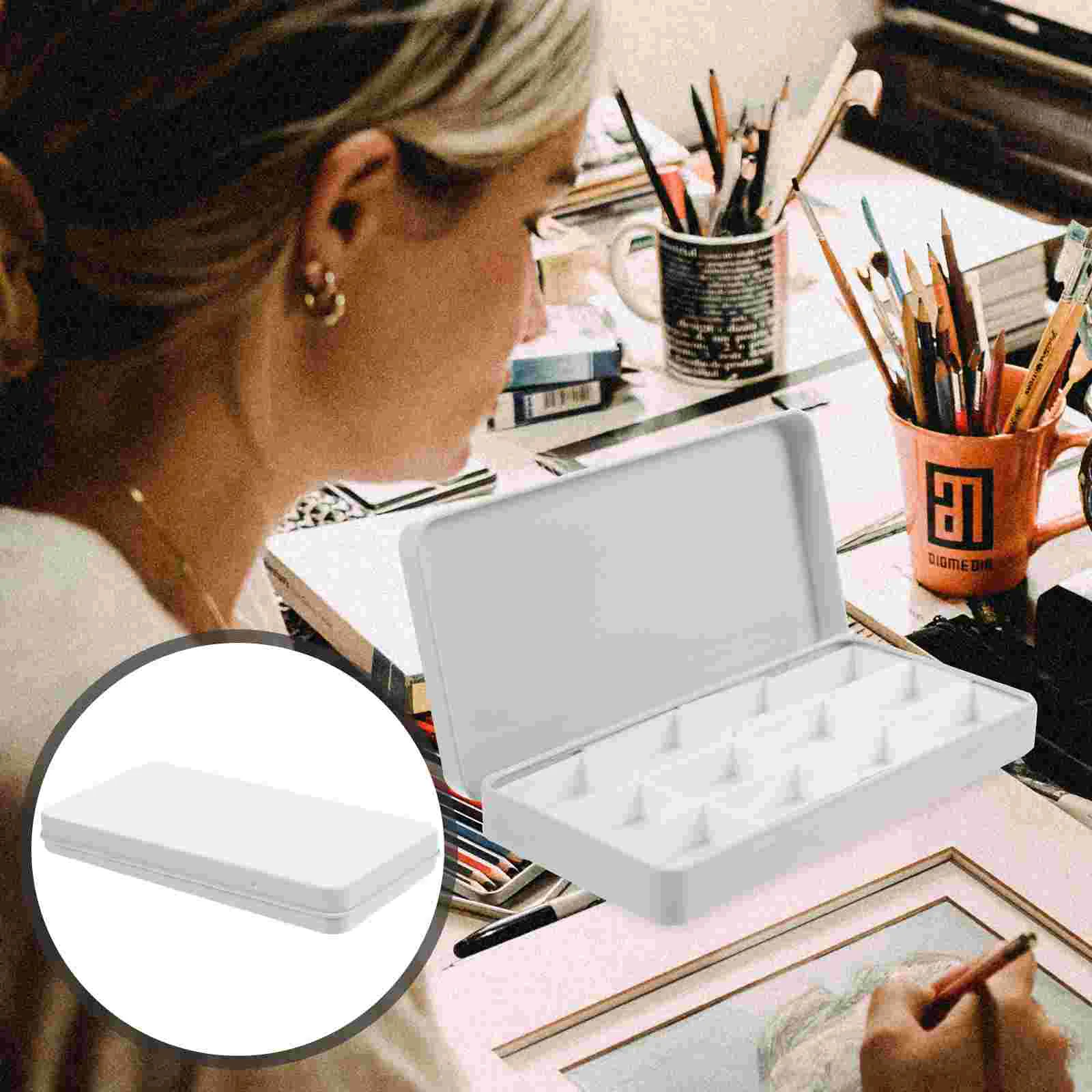 

White Paint Container Watercolor Palette Kids Pigment Case Air Empty Watercolour Tin Pan Painting Travel