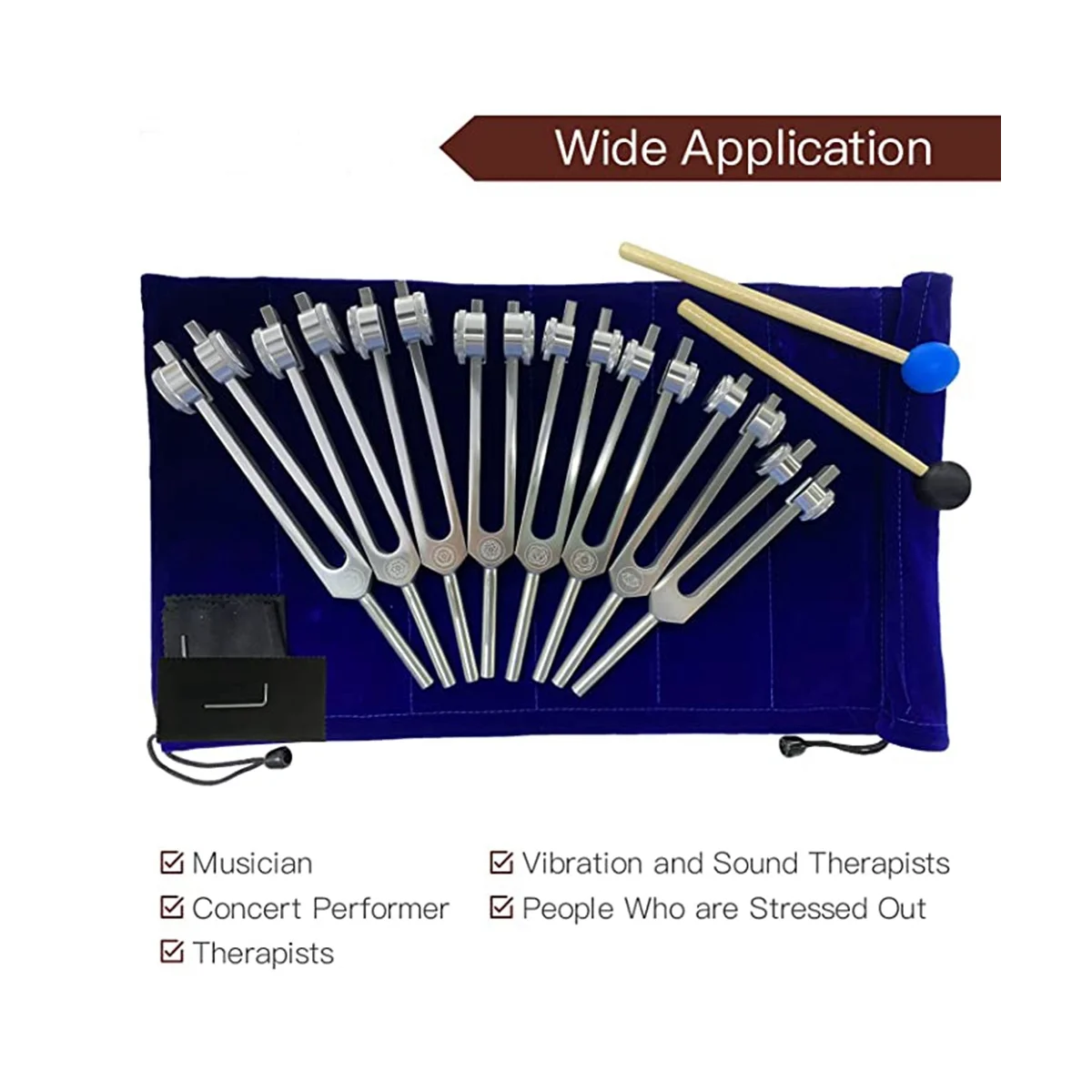 New Chakra Tuning Fork Set for Healing, 8 Pieces Silver Chakra Tuning Fork for Meditation 3