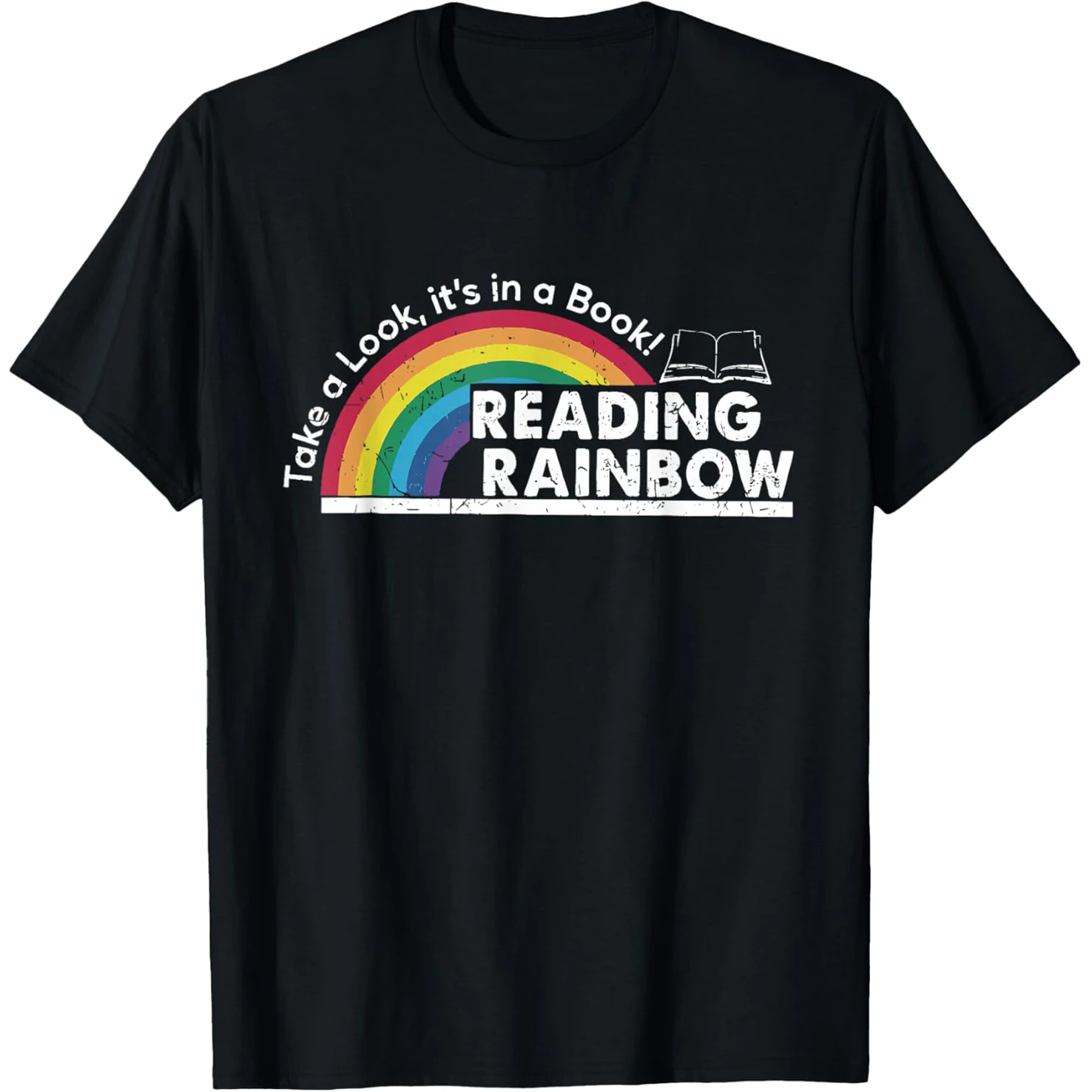 Schauen Sie sich mal an, es steht in einem Buch. Retro-Lese-T-Shirt für Buchliebhaber. Modisches, kurzärmliges, übergroßes T-Shirt aus Baumwolle im Sommerstil