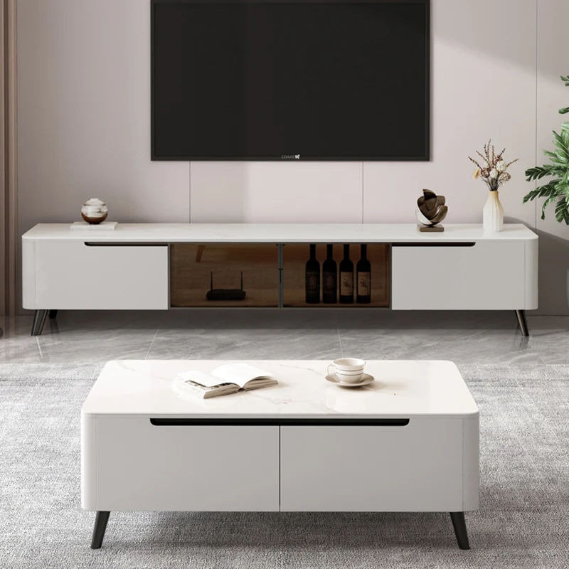 

White Cabinet TV Stands Luxury Wall Mount Accent Entertainment TV Stands Modern Nordic Mueble Tv Madera Natural Media Furniture