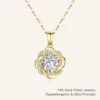 Luxury 3ct D Color Moissanite Flower Pendant 1/20 14K Gold Filled Necklace With Certificate Xmas Birthday Jewelry Gift For Women