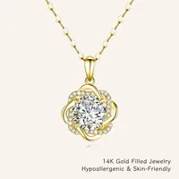 Luxury 3ct D Color Moissanite Flower Pendant 1/20 14K Gold Filled Necklace With Certificate Xmas Birthday Jewelry Gift For Women