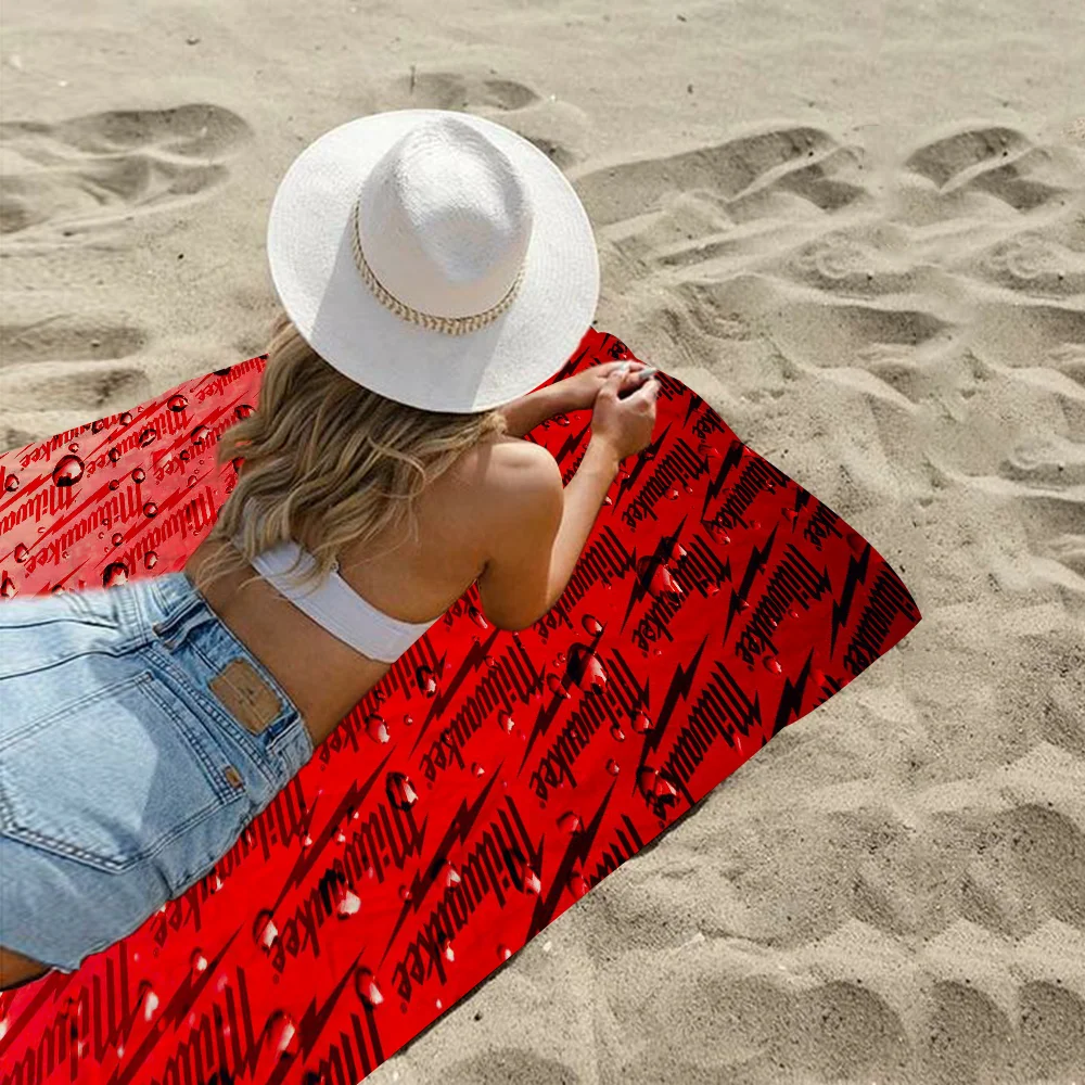 M-Milwaukee-S LOGO Microfiber Printed Beach Towel Mountain Climbing Yoga Beach Swimming Running Absorbent Soft Towel 3