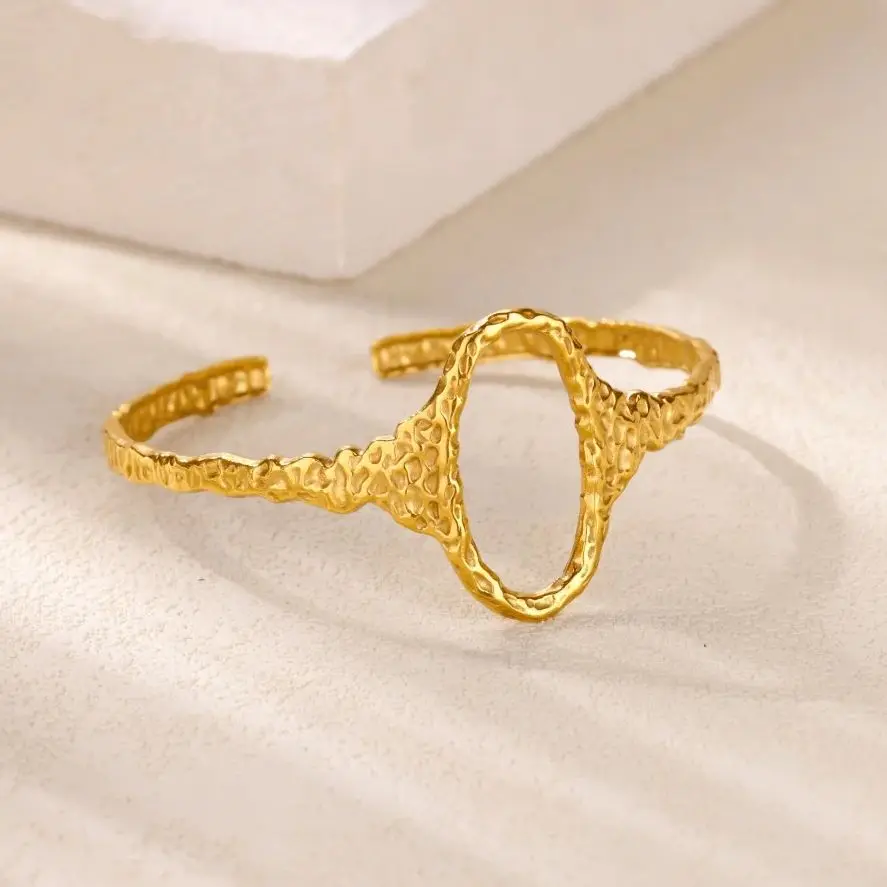 Minimalist Oval Bracelets Women Gold Stainless Steel