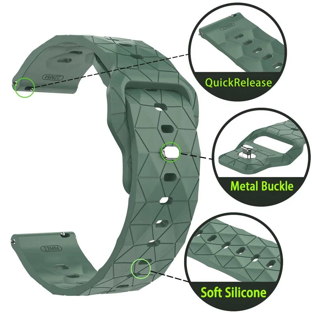 Silicone Sport Wristband - 22mm Premium Strap Replacement