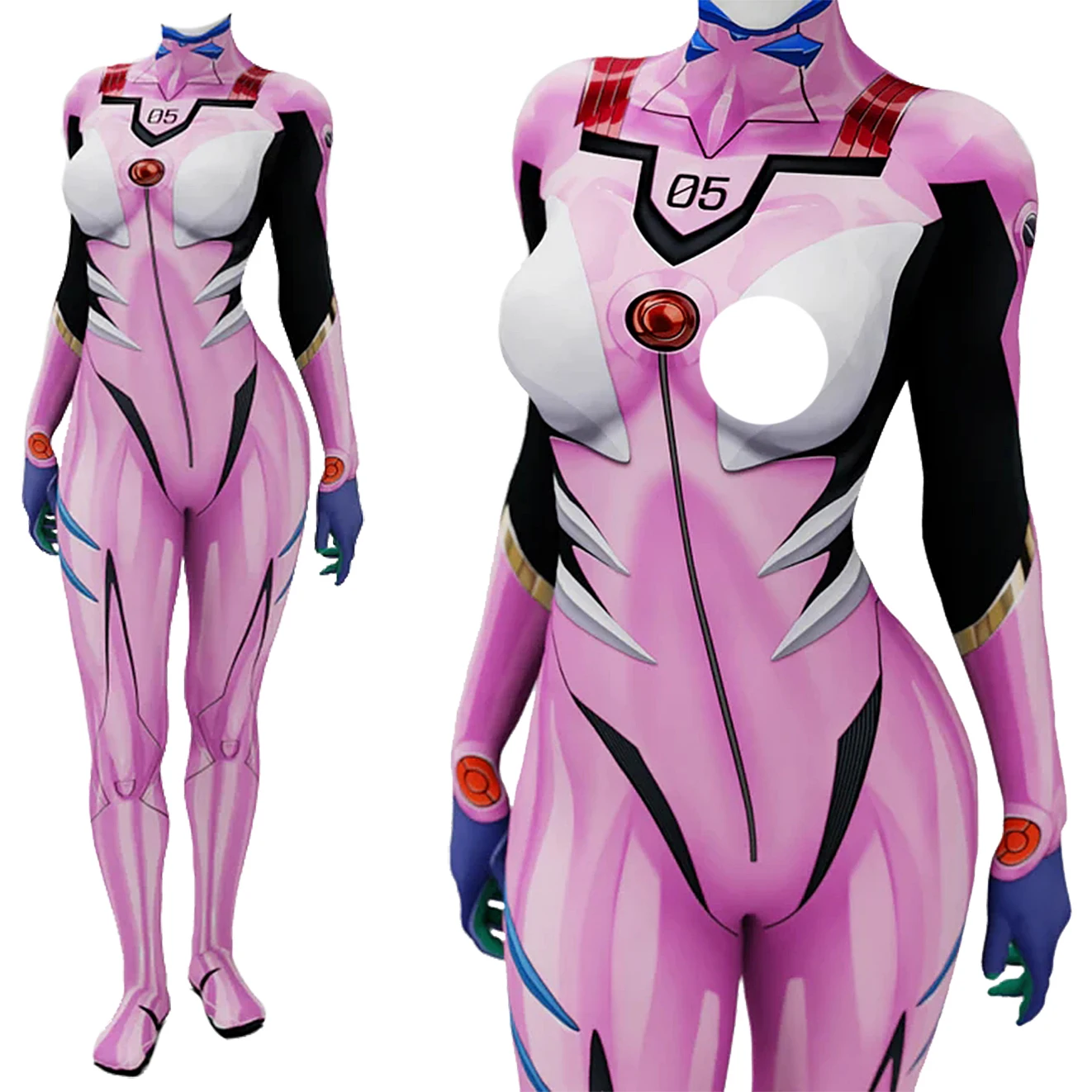Neon Genesis Evangelion: Mari Makinami Illustrious | Unit-05 Pilot Suit Cosplay Costume 22 Spandex Zentai Bodysuit Cosplay Costume for Women