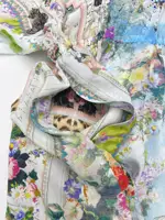 Women Crystal Beaded Jumpsuit Leopard Flower Print Off-Shoulder V-Neck High Waist Elegant Ladies 100% Silk Jumpsuit - Image 4