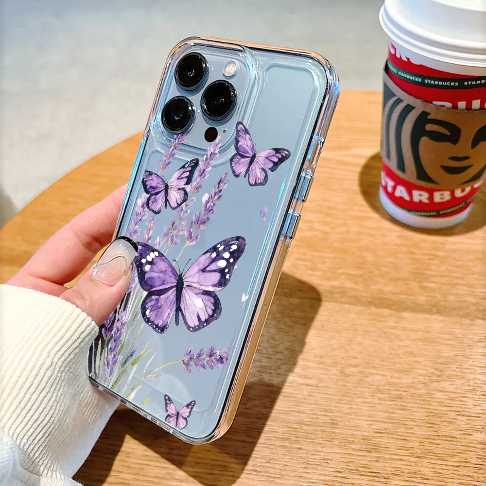 Purple Butterfly Lavender Phone Case - Elegant TPU Protective Cover