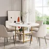 Dining Table Kitchen Tables for Dining Room, 4 People Round Dinner Table with Storage Shelves for Dining Room Kitchen Living 3