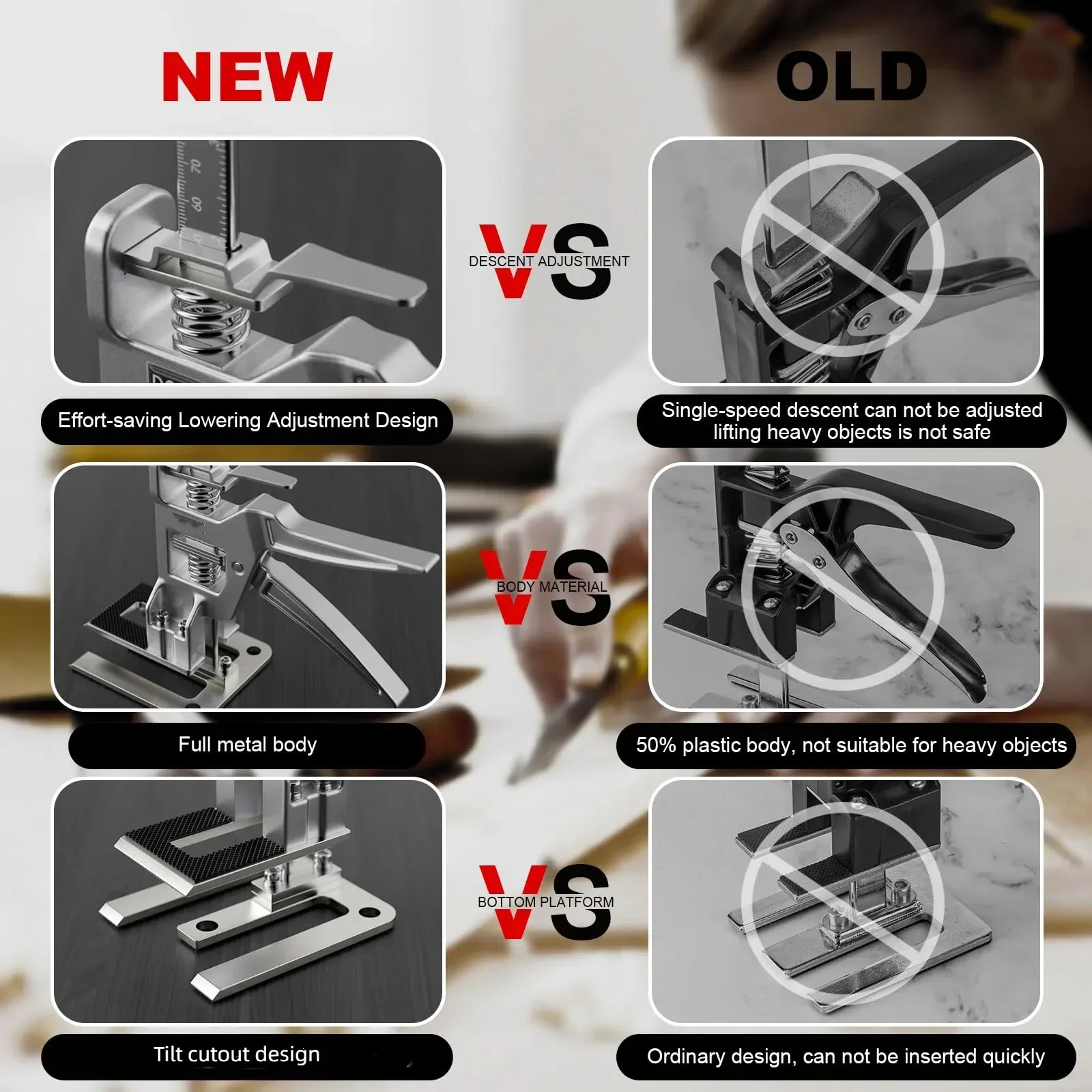 Lifting Tool 2pcs Labor Saving Arm Board Jack Cabinet Lifter with Storage Bag 12 inch Hand Lifting Tool