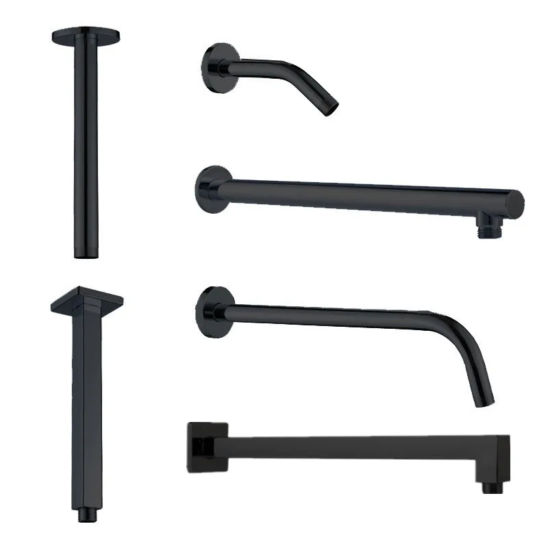 1pcs Black Round/Square Shower Arm Shower Head Support Holder Ceiling