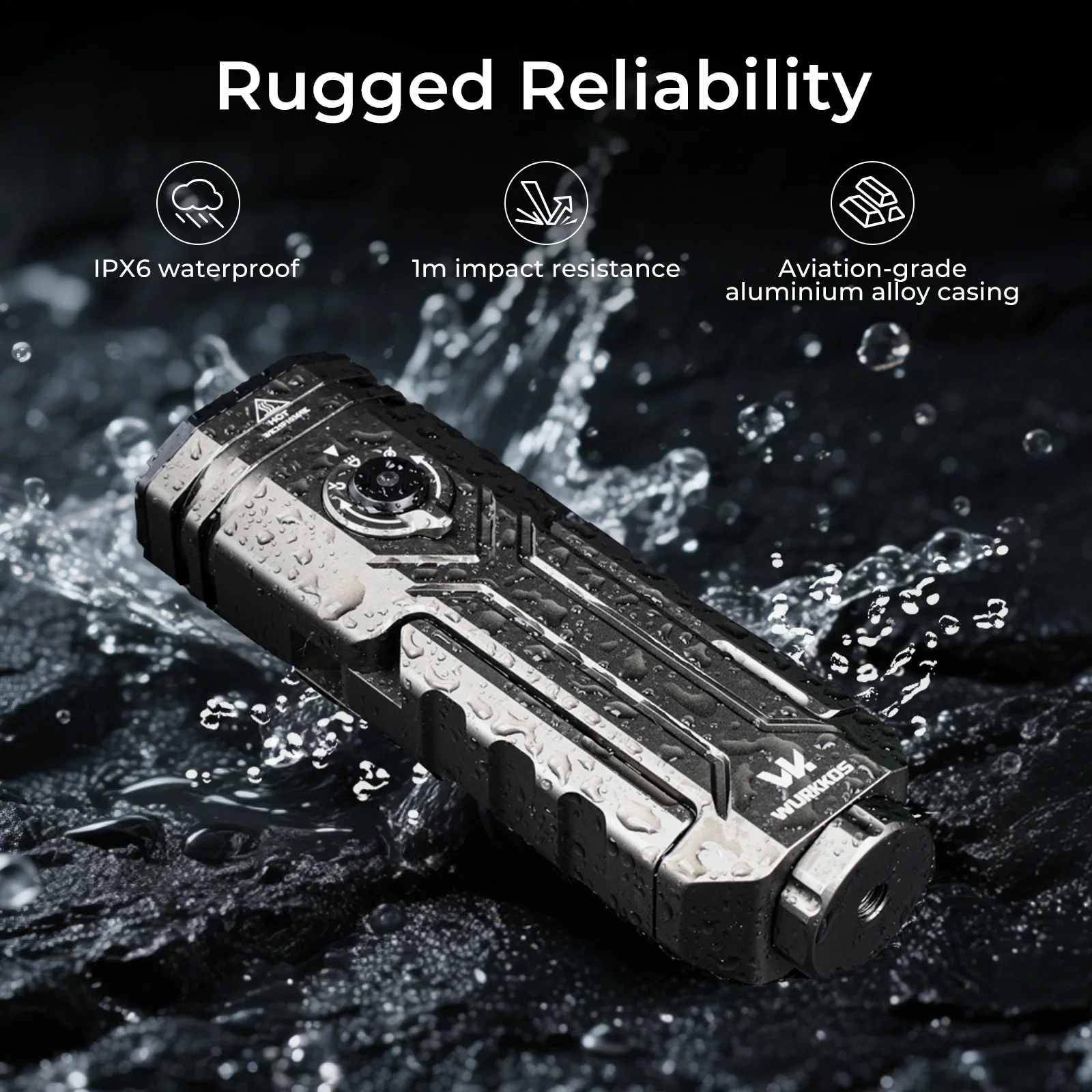 Wurkkos HD02 21700 LED Flashlight Mini UV 3200Lumens Rechargeable