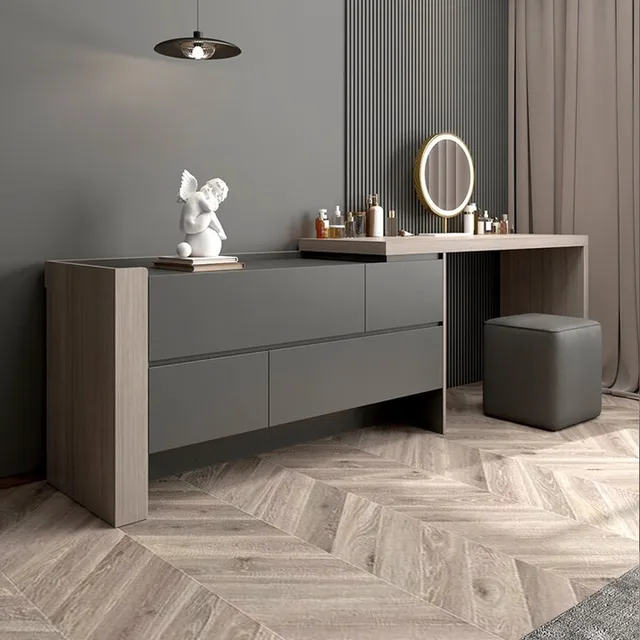Commode de maquillage légère en bois massif, meuble de luxe pour chambre à coucher, seau à sens Premium, armoire intégrée, moderne et Simple 1