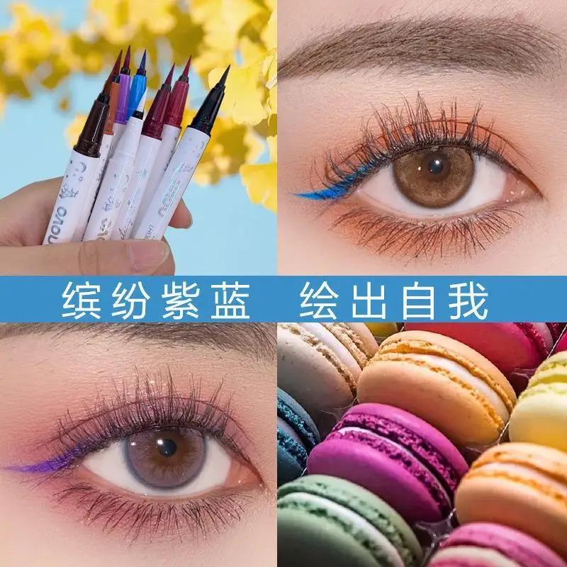 NOVO Eyeliner Pen Waterproof Oil Proof Quick Drying Easy Removal Non Smudging Very Fine Glue Brown and Black