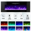 Floating Fireplace TV Stand, Wall Mounted Mirrored Entertainment Center 40" Electric ,LED Lights Media Console for TVs Up to 90" 3