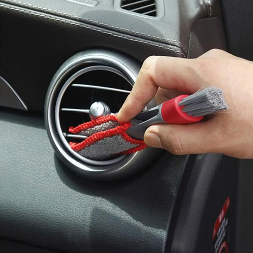 

Car Wash Double Head Brushes Air Vent Cleaning Conditioner Cleaner Detailing Car Cleaning Interior Duster Wipe Tools Auto G Q3F9