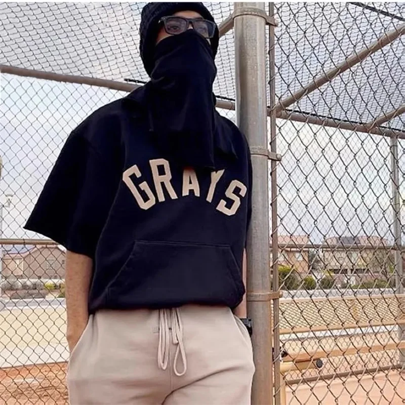 

2023ss Men's ESSENTIALS 7th Collection Sweatshirt Men Women 1:1 Best-Quality GRAYS Flocking Thick Baseball Jersey Crewneck
