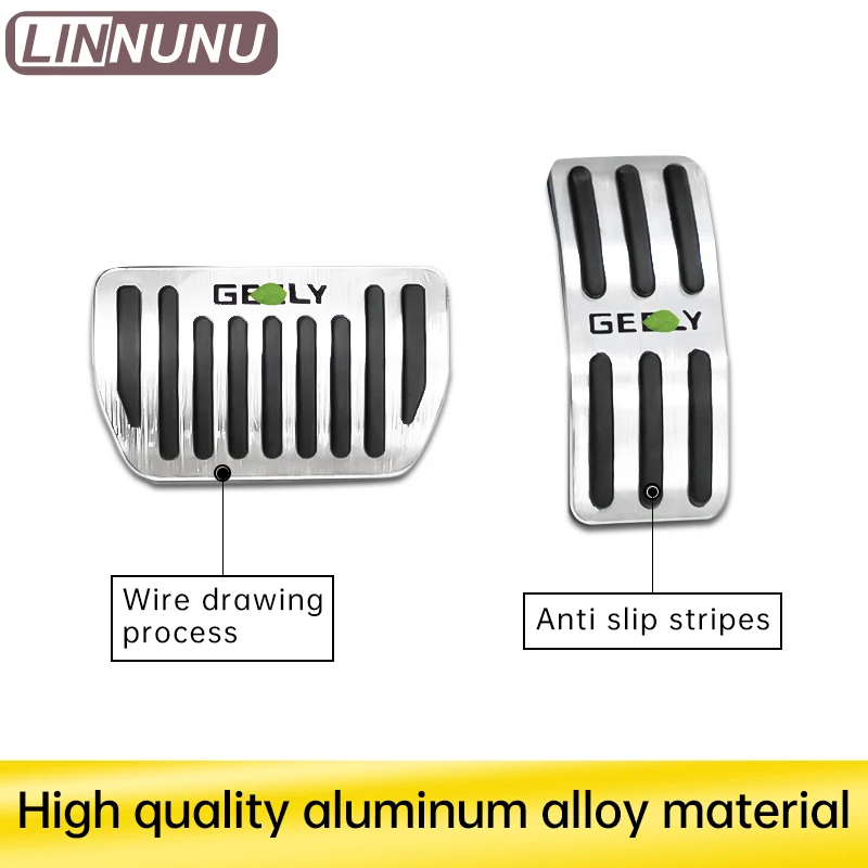 LINNUNU Car Brake Accelerator Fuel Pedal aluminium alloy gas brake pedal plate cover fit for Geely Altas II Boyue L STARRAY