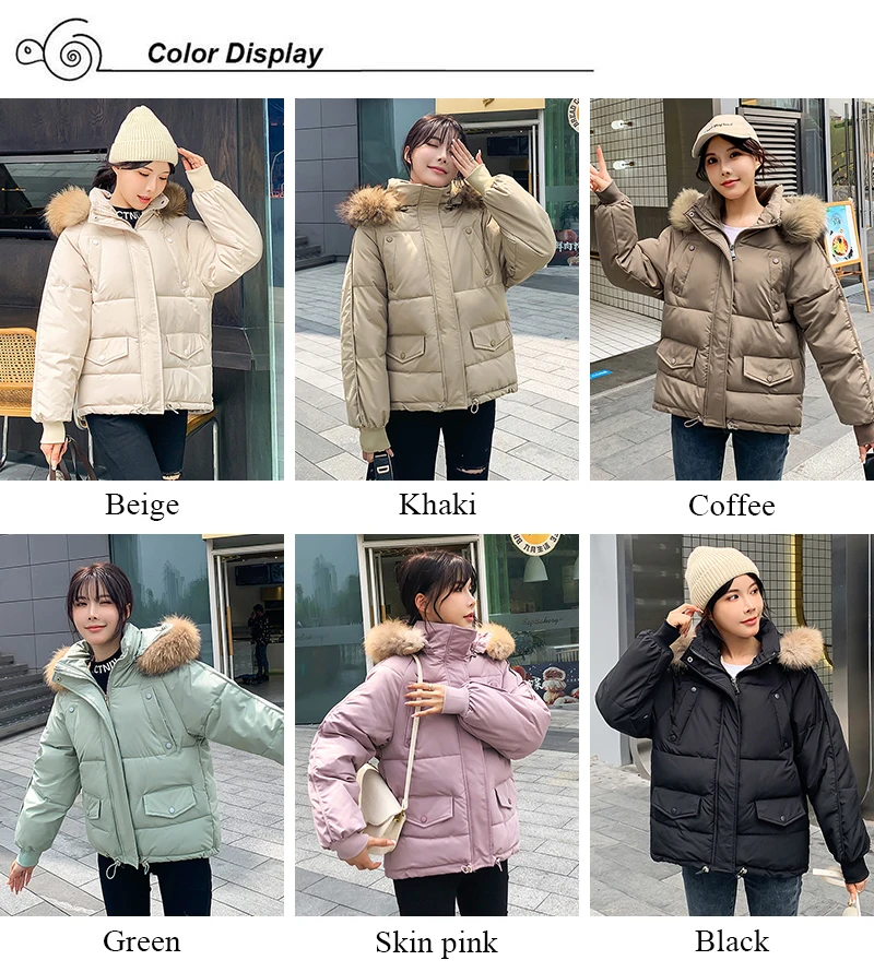 Short Parkas Women Solid Thick Winter Fur Long Sleeve Zipper Ladies Casual Overcoat Pockets Warm Hooded Jacket for Female puffer coat with hood